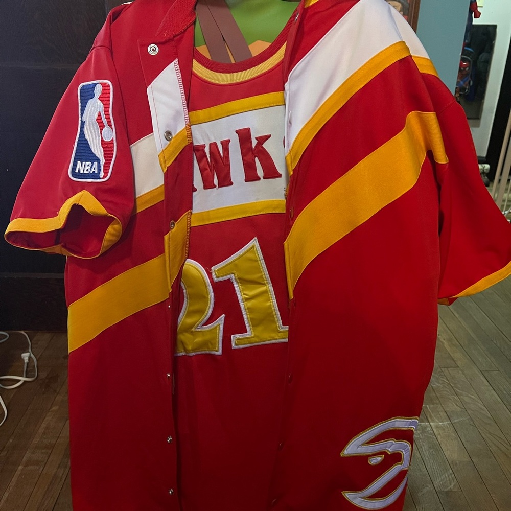 Atlantic hawks warm up jacket and throwback jersey.